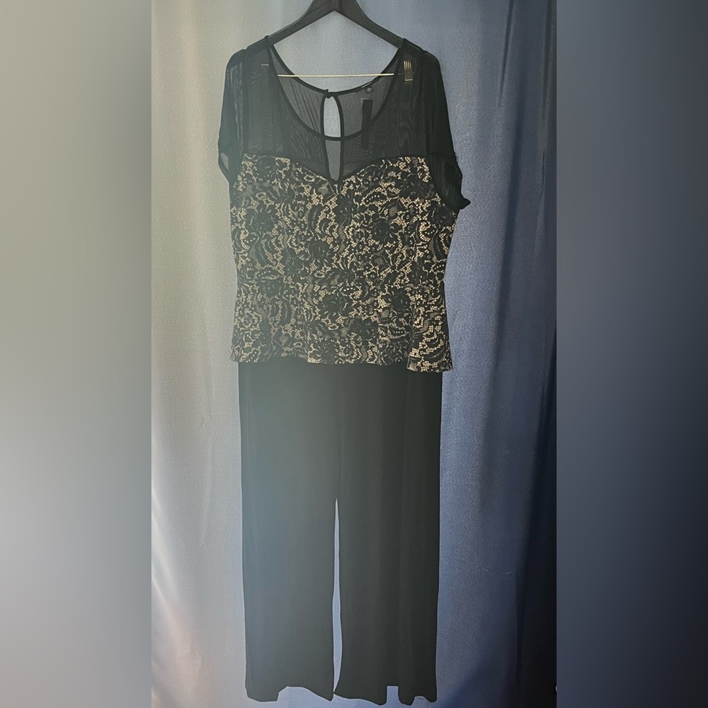 Espresso Black and Cream Lace Jumpsuit